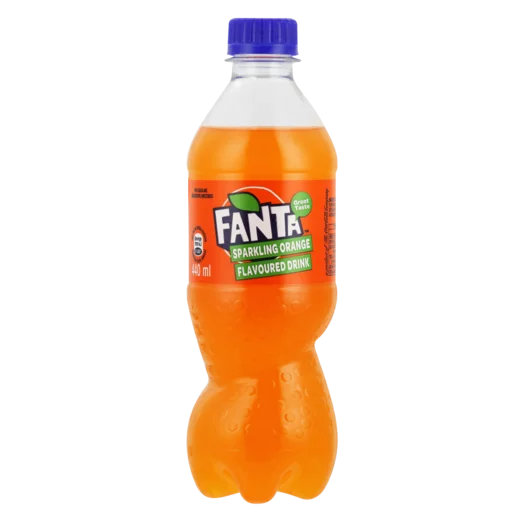 Fanta Orange Flavoured Sparkling Soft Drink Bottle 440ml