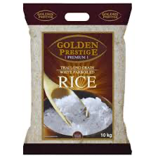 GOLDEN PRESTIGE PREMIUM THAI LONG GRAIN WHITE PARBOILED RICE".